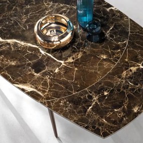Tavolo allungabile 180 cm piano grčs porcellanato effetto marmo Marrone ACHILLE