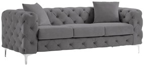 Divano Chesterfield a 3 posti in Velluto Antracite - EDWINA