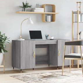 Scrivania Grigio Sonoma 140x50x75 Cm İn Legno Multistrato /