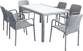 AXONA - set tavolo in wicker cm 150 x 90 con 6 poltrone Axona