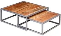 Set Tavolini da Caff 2 Pezzi in Legno Massello di Acacia 244232