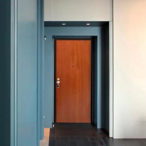 Porta blindata MASTER Service L 80 x H 210 cm in melaminico noce/bianco, apertura spingere a destra, falso telaio incluso