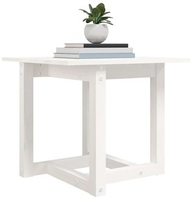 Tavolino da Salotto Bianco 50x50x45 cm Legno Massello di Pino