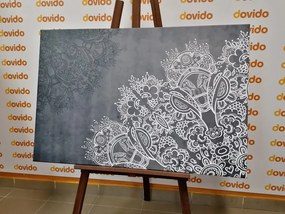 Stampa su tela – Elementi di Mandala floreale in bianco e nero
