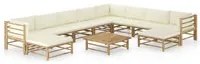 Set Divani da Giardino 11 pz con Cuscini Bianco Crema in Bamb cod mxl 39998