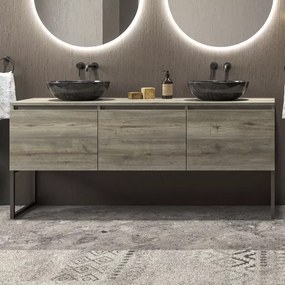 Mobile bagno a terra 180 cm con piano e 3 cassetti SP-180P3 - KAMALU
