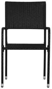 Set da pranzo da giardino 7 pz nero in polyrattan e acciaio