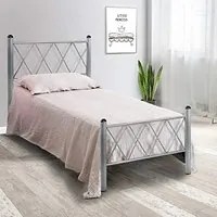 Qualydorm Letto in Ferro Battuto Moderno Singolo PIRAMIDE - Made in Italy Vari colori da cm 80x190 Artigianale Antracite