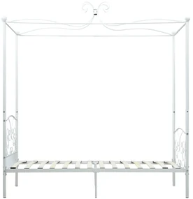 Letto a baldacchino bianco in metallo 90x200 cm