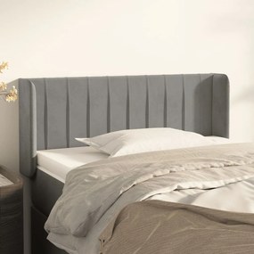 Testiera Ad Orecchio Grigio Chiaro 83x16x78/88 Cm İn Velluto /