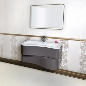 Mobile bagno sospeso moderno 90 cm con lavabo e specchio. Primula Magnolia