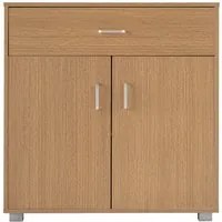 Credenza 2 Ante 1 Cassetto 80x82,5x40 cm in Legno Melaminico Rovere