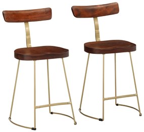 Sgabelli Da Bar 2 Pz 49x43x79 Cm İn Legno Massello Di Mango /