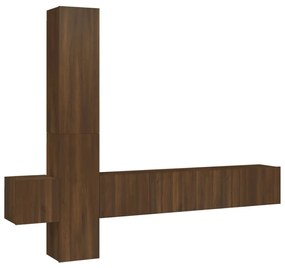 Set di mobili porta tv 5 pz rovere marrone in legno multistrato