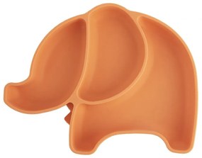 Piatto per bambini arancione in silicone 18x23 cm Elephant – Orion