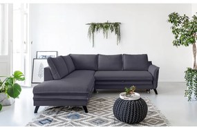 Divano letto angolare antracite L, angolo sinistro Charming Charlie - Miuform