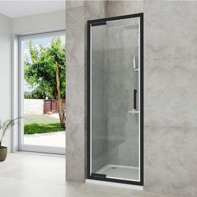 Porta doccia Easy 80 cm, H 190 cm in vetro, spessore 6 mm trasparente nero