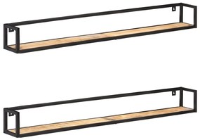 Mensole A Muro 2 Pz 160 Cm İn Legno Di Mango Grezzo /