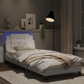 Giroletto con luci led bianco 90x190 cm in similpelle