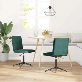 Sedie Da Pranzo 2 Pz Verde Scuro İn Velluto /