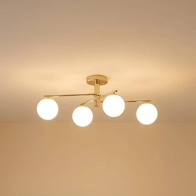 Plafoniera soffitto Bumerang Lucea, dimmerabile, Ottone / Oro, Soggiorno / Sala da pranzo, Vetro, Moderno, Plafoniera