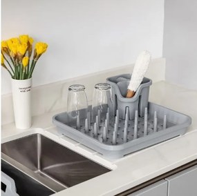 Scolapiatti in plastica grigio 38x33,5 cm Eco Range – Addis