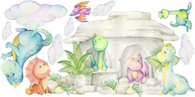 Adesivo murale per bambini mondo dei dinosauri 60 x 120 cm