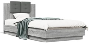 Giroletto Con Testiera Grigio Sonoma 90x200cm Legno Multistrato /