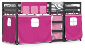 Letto A Castello Senza Materasso Rosa 90x200 Cm Legno Di Pino /