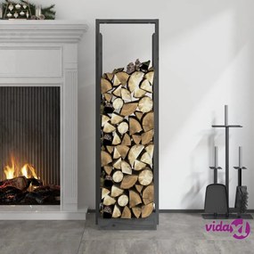 vidaXL Portalegna Grigio 33,5x30x110 cm in Legno Massello di Pino