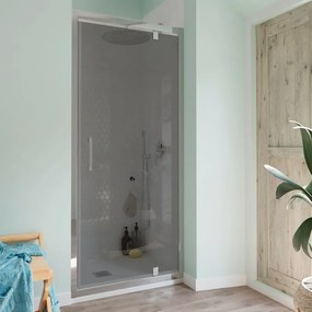 Porta doccia battente Bilbao L 66-70 cm x H 190 cm x SP 6 mm, profilo cromo, vetro Fumè
