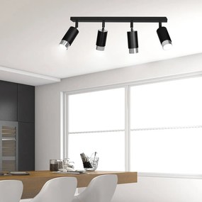 Lampada da Soffitto in Acciaio HIRO 4 Nero Cromo/Oro 4xGU10