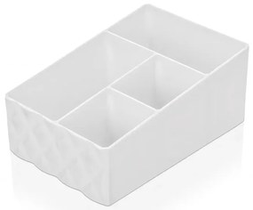 Organizer porta trucchi e cosmetici in plastica bianca con 4 scomparti