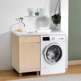 Mobile lavanderia Exe sinistro 1 anta in legno rovere chiaro P 60 x L 108 x H 93 cm
