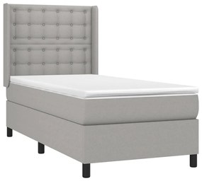 Letto a molle materasso e led grigio chiaro 90x190 cm tessuto