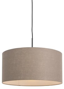 Lampada a sospensione rustica nera con paralume marrone 50 cm - Combi 1