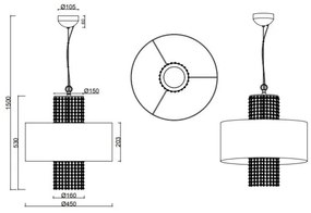 Reality - Lampadario a sospensione con filo KING 3xE14/28W/230V argento