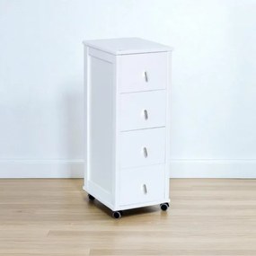 Carrello cassettiera POKERINO in legno a 4 cassetti BIANCO