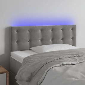 Testiera A Led Grigio Chiaro 100x5x78/88 Cm İn Velluto /