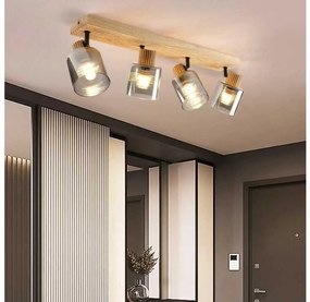 Brilagi - Faretto HYGGE 4xE14/15W/230V legno di caucciù/fumé