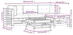 Set Divani da Giardino 5pz con Cuscini Legno Impregnato di Pino