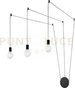 Plafoniera habitat nera 3 luci attacco e27 500cm regolabile con dev...