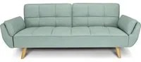 Divano letto clic clac in tessuto vellutato verde Tiffany - divano 3 posti mod. Ambra piedi legno naturale DL-AM20FBC