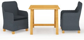 Set Mobili Da Pranzo Per Giardino 3 Pz Grigio Scuro /