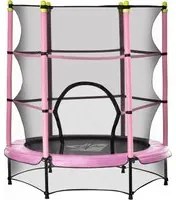 Trampolino Tappeto Elastico per Bambini 140x158 cm in Acciaio Rosa e Nero