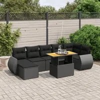 Set Divani da Giardino con Cuscini 8 pz Nero in Polyrattan 3275820