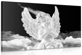 Stampa su tela – Angioletto attento in bianco e nero nel cielo