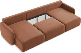 Divano angolare color mattone allungabile/con contenitore Kalena – Makamii