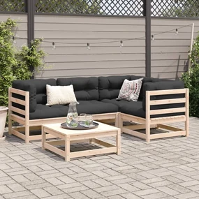 Set divani da giardino 5 pz in legno massello di pino