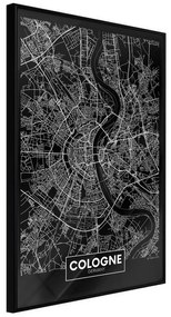 Poster  City Map: Cologne (Dark)  Cornice Quadri Cornice nera, Larghezza x Altezza Home decor 30x45